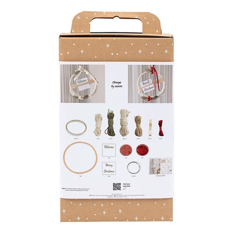Société créative https : www.ccobby.nl hobbyset-macrame-christmas couronne-mousse vert-noël rouge-off-white-1-doos