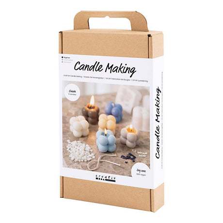 Creativ company hobby set fabrication de bougies, bougie de soja à bulles, beige, bleu clair, crème, 1 boîte