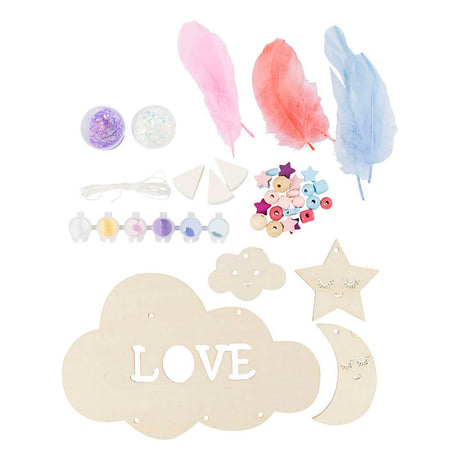 Creativ company hobby set décoration, nuage, lune, étoile, couleurs pailletées, couleurs pastel, 1 boîte