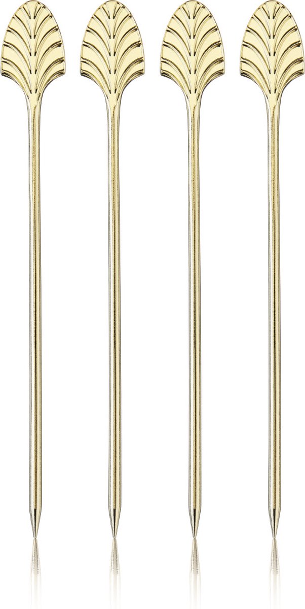 Viski bâtons à cocktail art déco - acier inoxydable - couleur or - 4 pièces