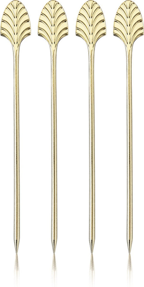 Viski bâtons à cocktail art déco - acier inoxydable - couleur or - 4 pièces