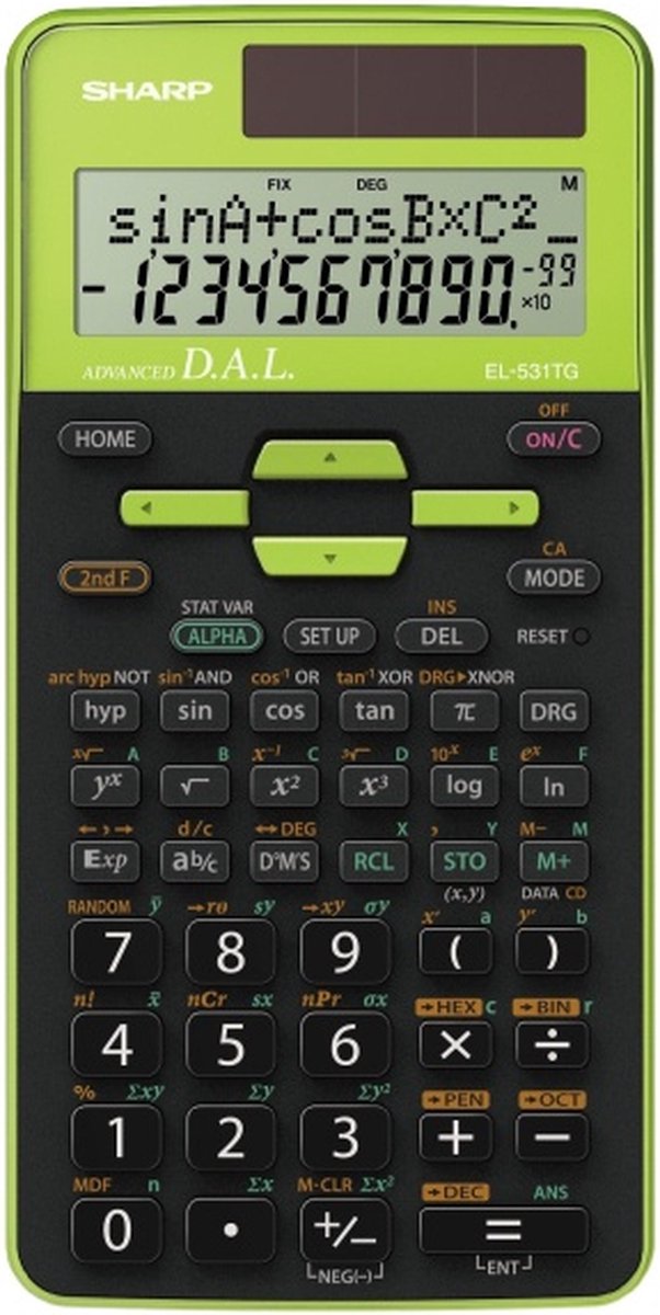 Calculatrice scientifique Sharp - el531tggr - noir vert - 1x pile LR44 - sh-el531tggr