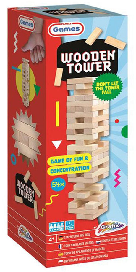 Tour d'empilage Grafix en bois, 54 pcs.