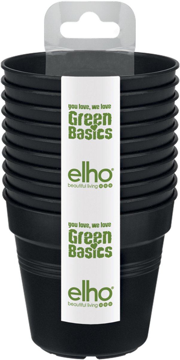 Elho green basics kweekpot 8 - kweekpot voor binnen en buiten - ø 7.5 x h 7.0 cm - living black