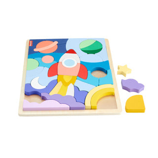 Puzzle de blocs spatiaux en bois Fisher-Price - Puzzle de formes