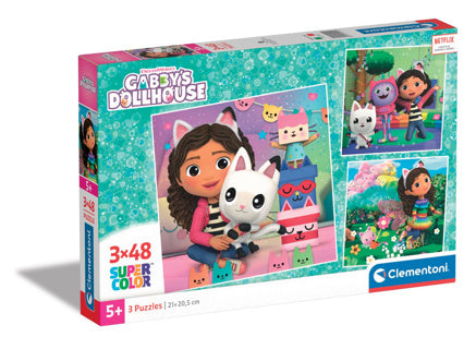 Clementoni Jigsaw Puzzle Super Color Square Gabby's Dollhouse, 3x48st.