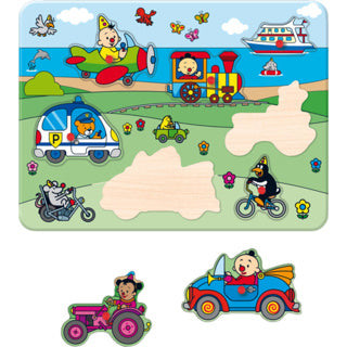 Puzzle Bumba - puzzle incrustation en bois - véhicules