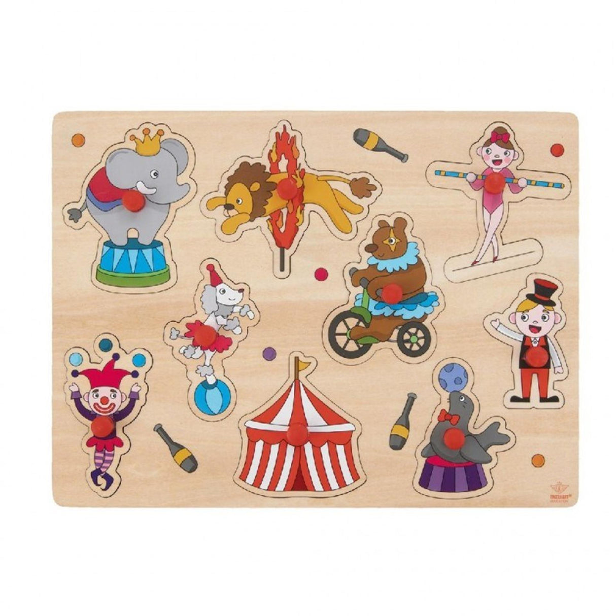 Engelhart puzzle boutons en bois cirque 9 pièces