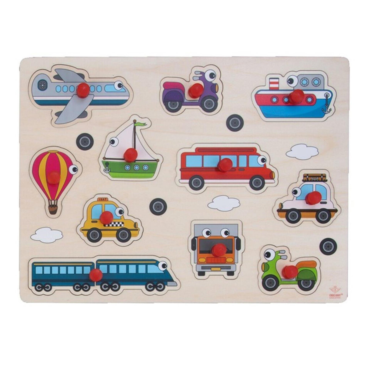 Engelhart puzzle de boutons en bois véhicules 30x23cm