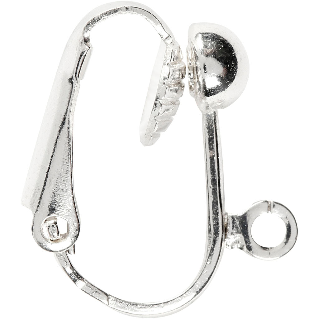 Creativ company boucles d'oreilles clips, l: 16,5 mm, l: 1,5 mm, diamètre du trou 1,6 mm, argenté, 40 pièces 1 boîte