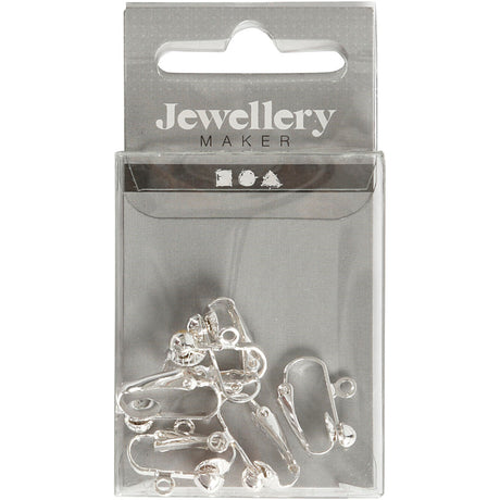 Boucles d'oreilles clips Creativ company, l: 16,5 mm, l: 1,5 mm, diamètre du trou 1,6 mm, argenté, 6 pièces 1 boîte