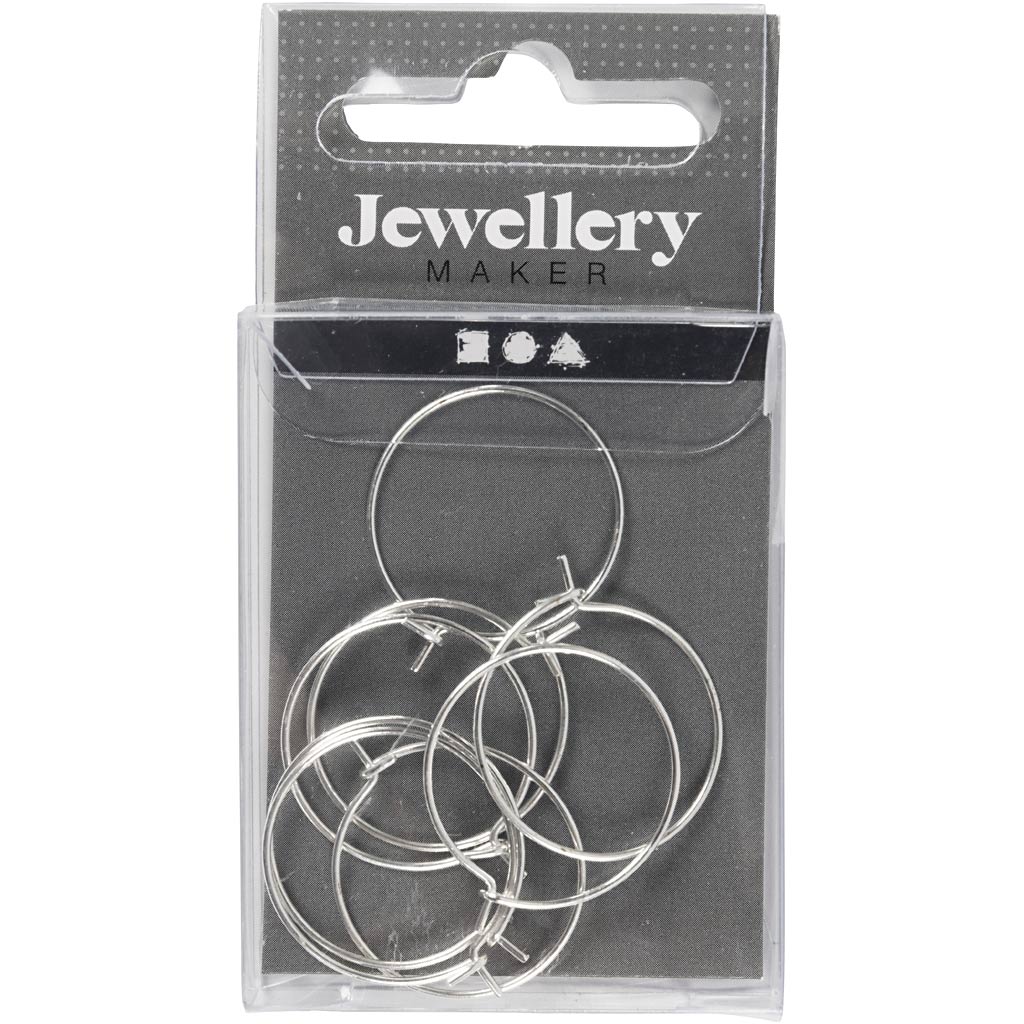 Boucle d'oreille Creativ company, d 20 mm, plaqué argent, 8 pièces 1 boîte