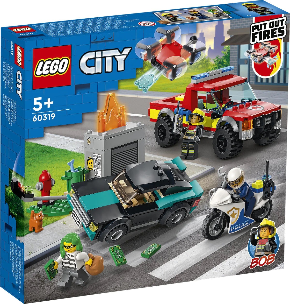 Lego city - 60319 ampli pompiers ; poursuite policière