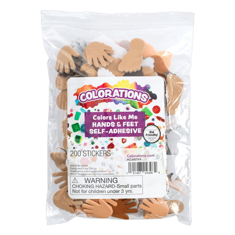 Colorations - autocollants en mousse couleurs comme moi mains et pieds, 200 pcs.