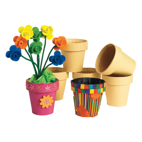 Colorations Decorate your own flowerpot Paper-Mache, set of 10