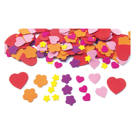 Colorations - coeur, mousse formes fleurs, 150pcs.