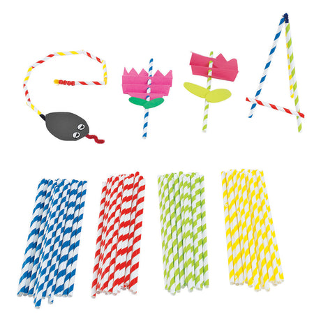 Colorations - pailles artisanales colorées, 100 pcs. (4 couleurs)