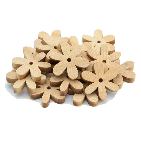 Colorations - petites fleurs de marguerite en bois, 20 pcs.