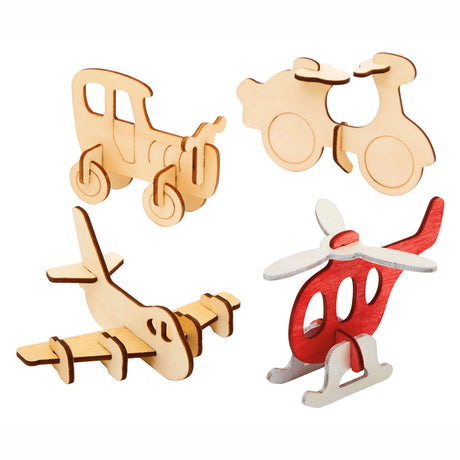Colorations Construction Package Houten 3D Véhicules, ensemble de 4