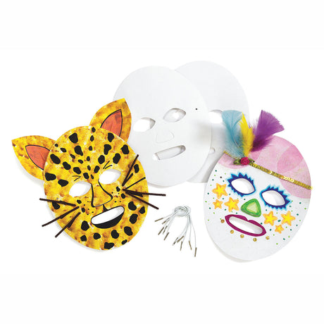 Colorations - réalisez et décorez vos propres masques en carton, lot de 24
