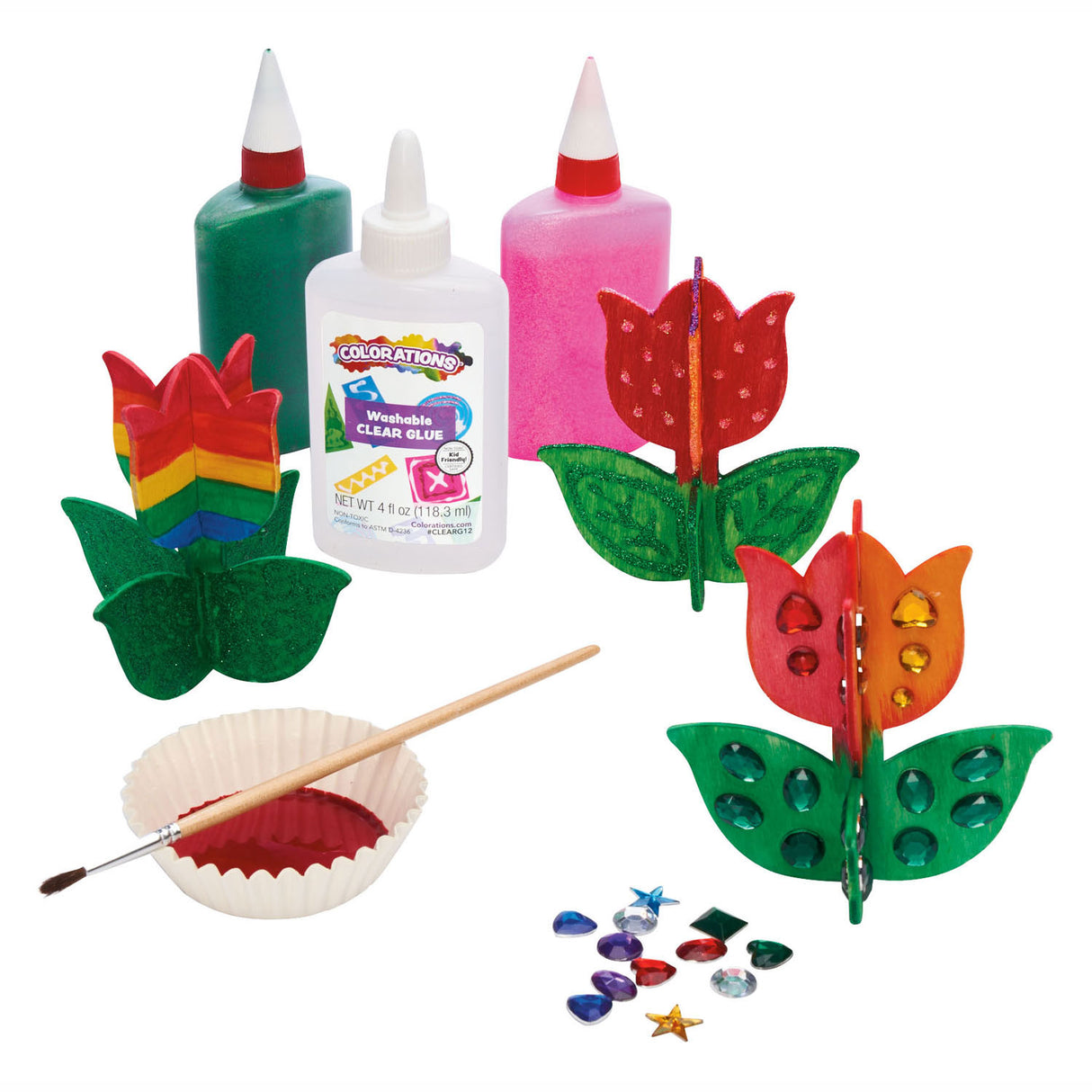 Colorations - réalisez et décorez votre propre tulipe en bois, lot de 12