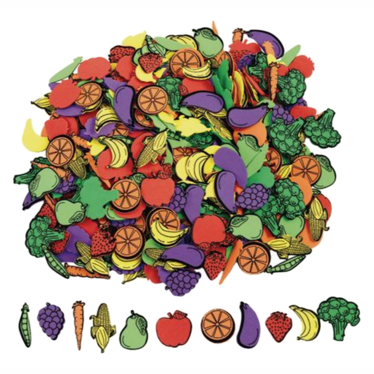 Colorations - auto-adhésives en mousse et autocollants de fruits et légumes, 500e.