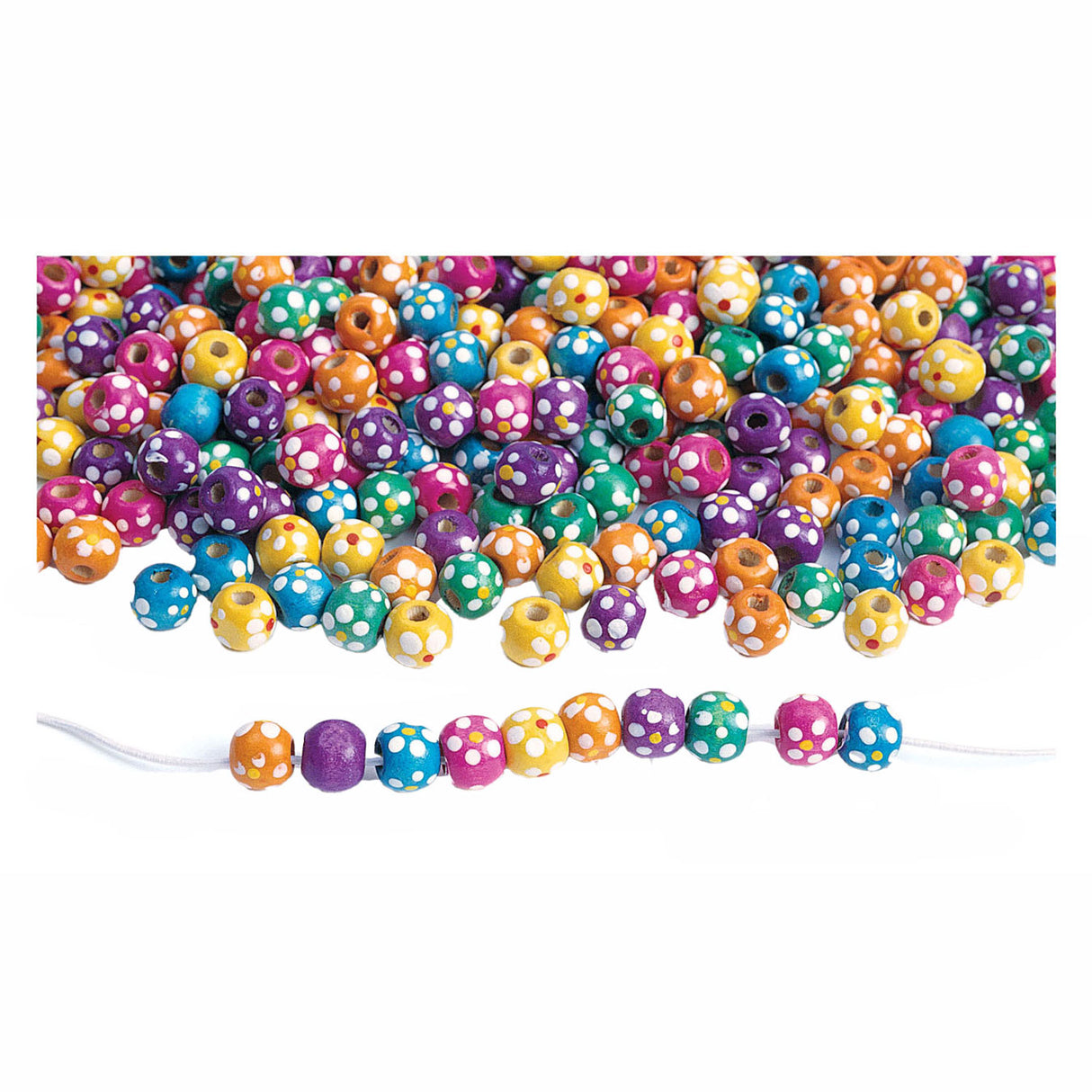 Colorations - perles à enfiler en bois fleur, 225 grammes