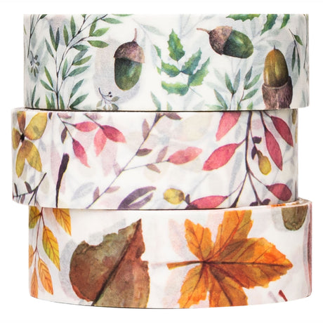 Colorations - washi tape feuilles d'automne 3 rouleaux, 5 mtr.