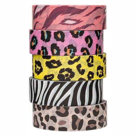 Colorations - washi tape motifs animaux 5 rouleaux, 5 mtr.