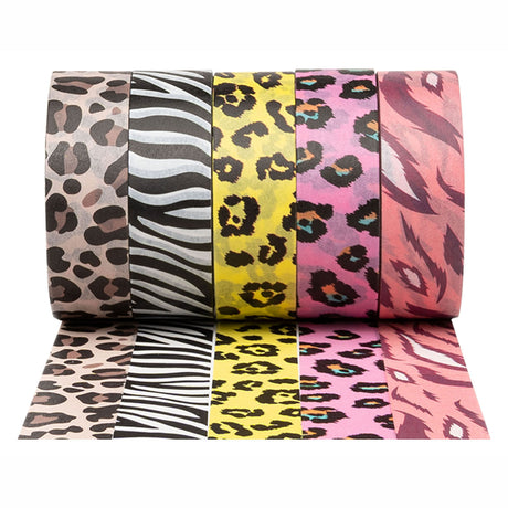 Colorations - washi tape motifs animaux 5 rouleaux, 5 mtr.