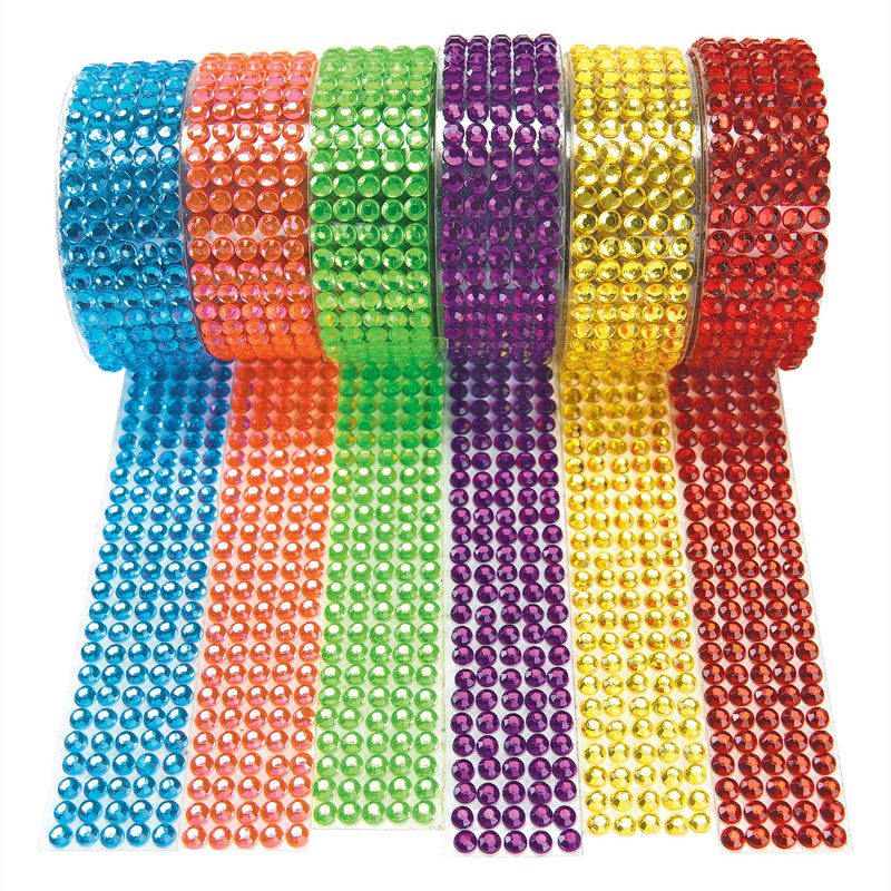 Colorations - ruban plastique couleur pierres précieuses, lot de 6