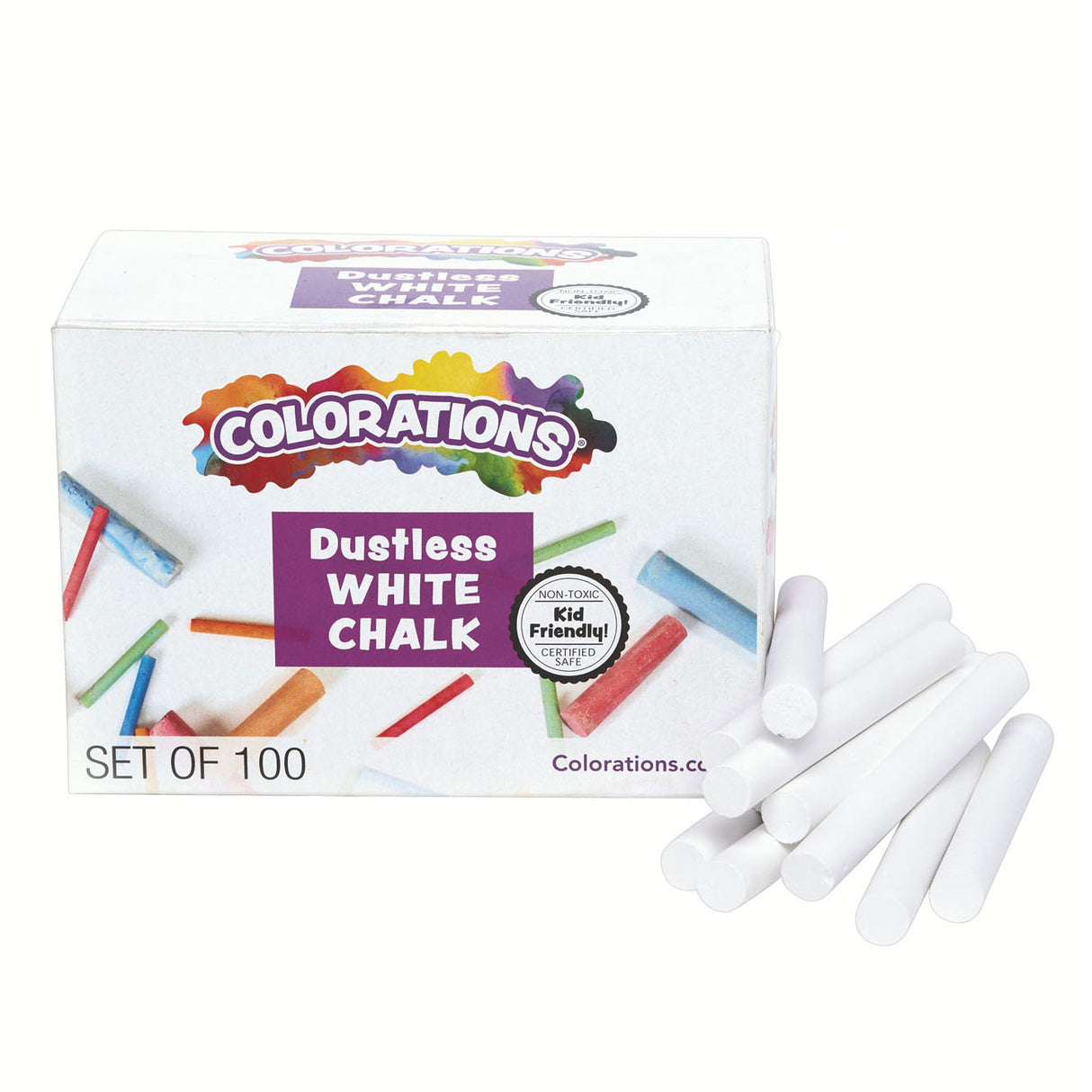 Colorations - craie blanche sans poussière, 100 pcs.