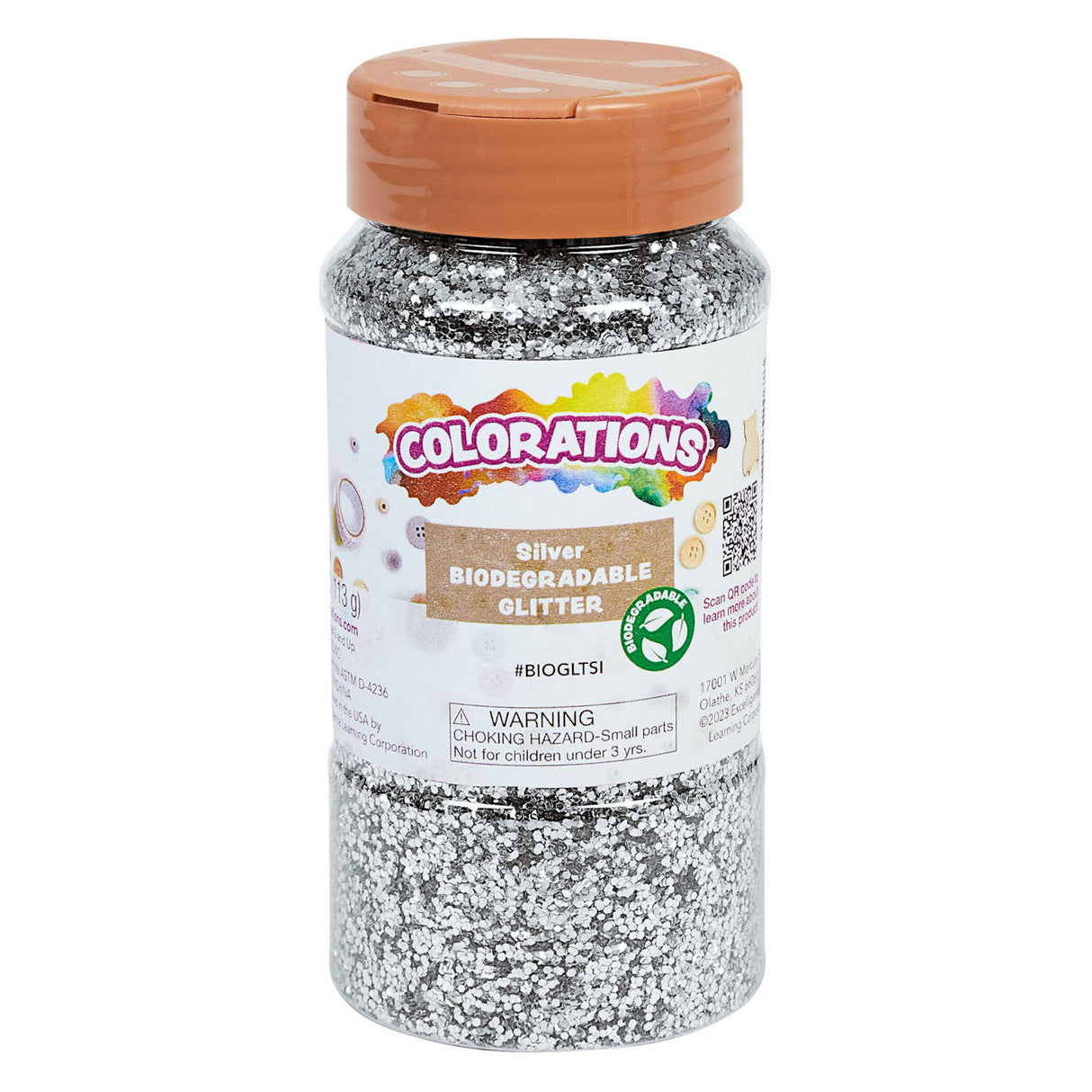 Farve - Organisk nedbrydelig glitter - Sølv, 113 gram