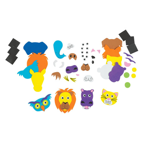 Colorations - Les visages d'animaux en mousse font un ensemble d'artisanat, 36dlg.