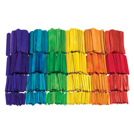 Colorations - Colored Wood Craft Sticks Classroom Package, 1200st.