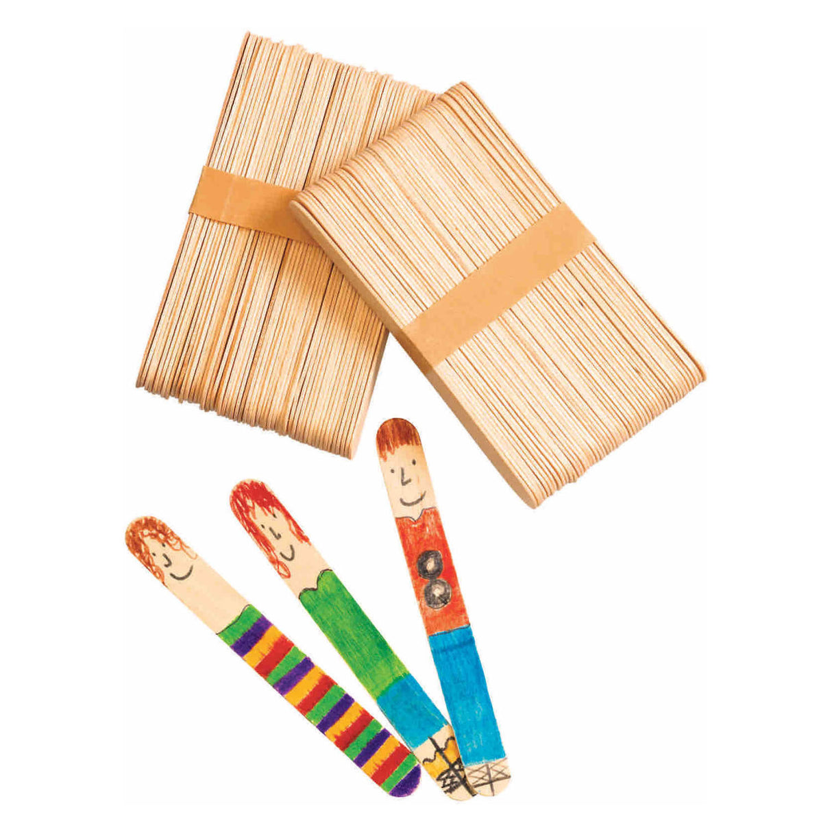 Colorations - Grands bâtons d'artisanat en bois, ensemble de 100