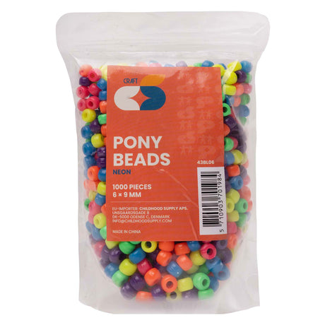 Colorations - perles poney néon 6x9 mm, 1000 pcs.