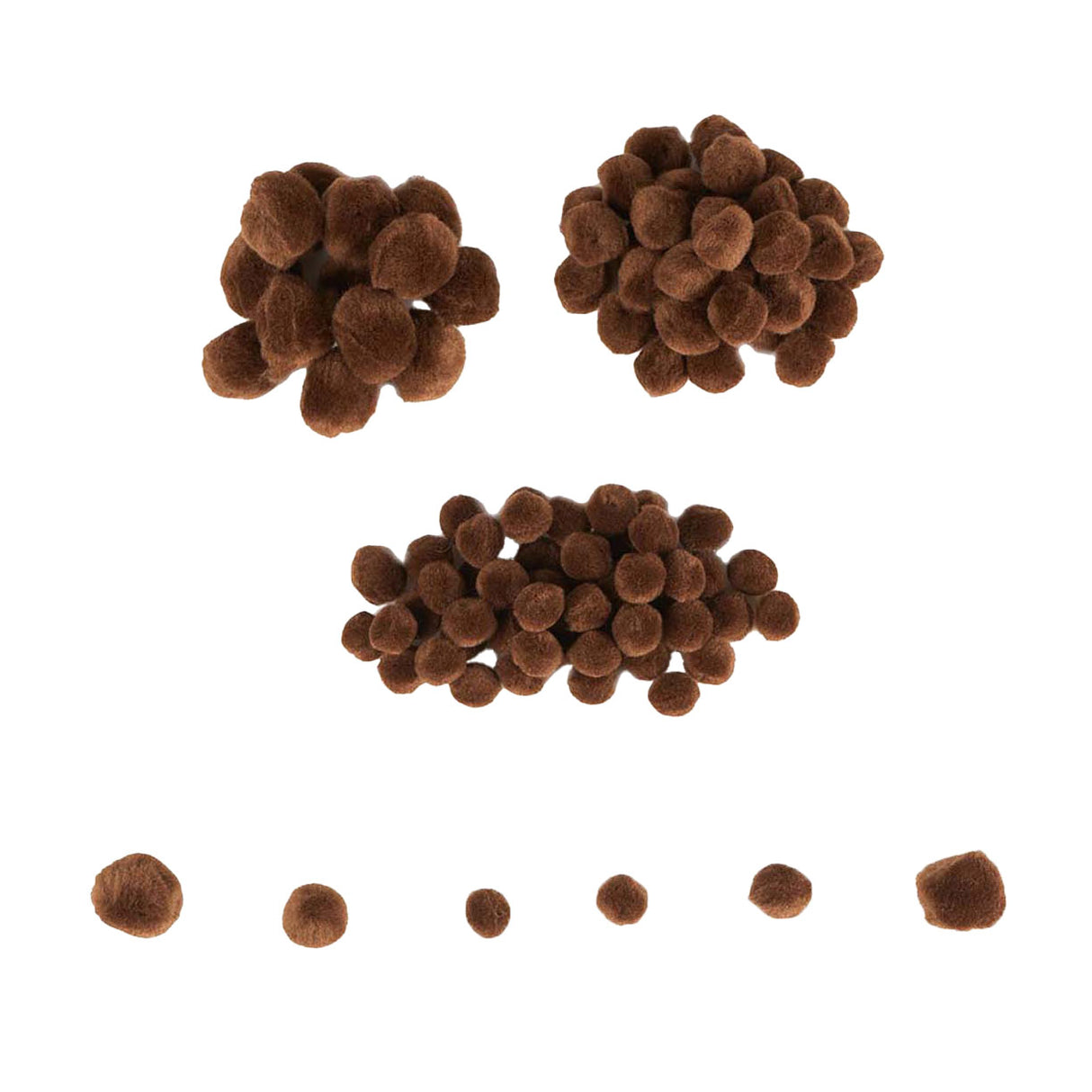 Colorations - mini pompons marron, 100 pcs.