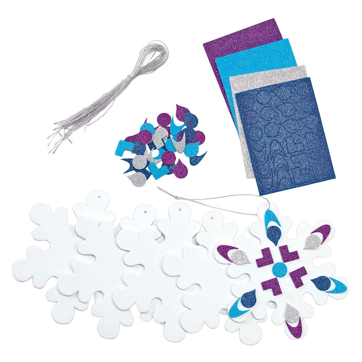 Colorations - ornements de flocons de neige en mousse, 24pcs.