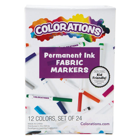 Colorations - marqueurs textiles permanents en 12 couleurs - 24 pcs.