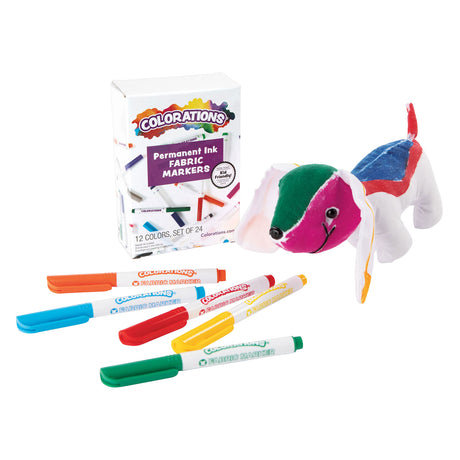 Colorations - marqueurs textiles permanents en 12 couleurs - 24 pcs.