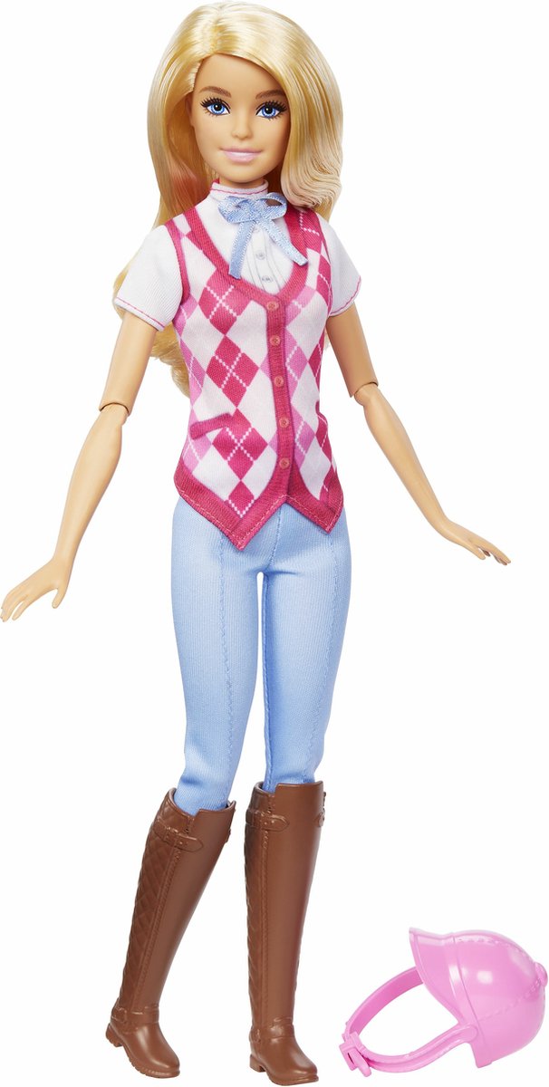 Poupée d'équitation de chasse à cheval de la famille Barbie