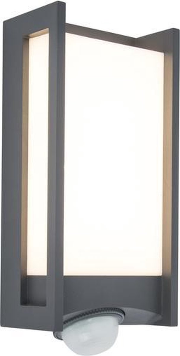 Lutec qubo - Applique LED pour l'extérieur - Détecteur de mouvement PIR - aluminium premium - 800lm - Lumière chaude 3000k - IP54 extra résistant aux intempéries - gris foncé - 110 x 270 x 76 mm