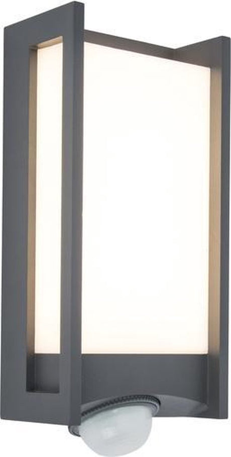 Lutec qubo - Applique LED pour l'extérieur - Détecteur de mouvement PIR - aluminium premium - 800lm - Lumière chaude 3000k - IP54 extra résistant aux intempéries - gris foncé - 110 x 270 x 76 mm