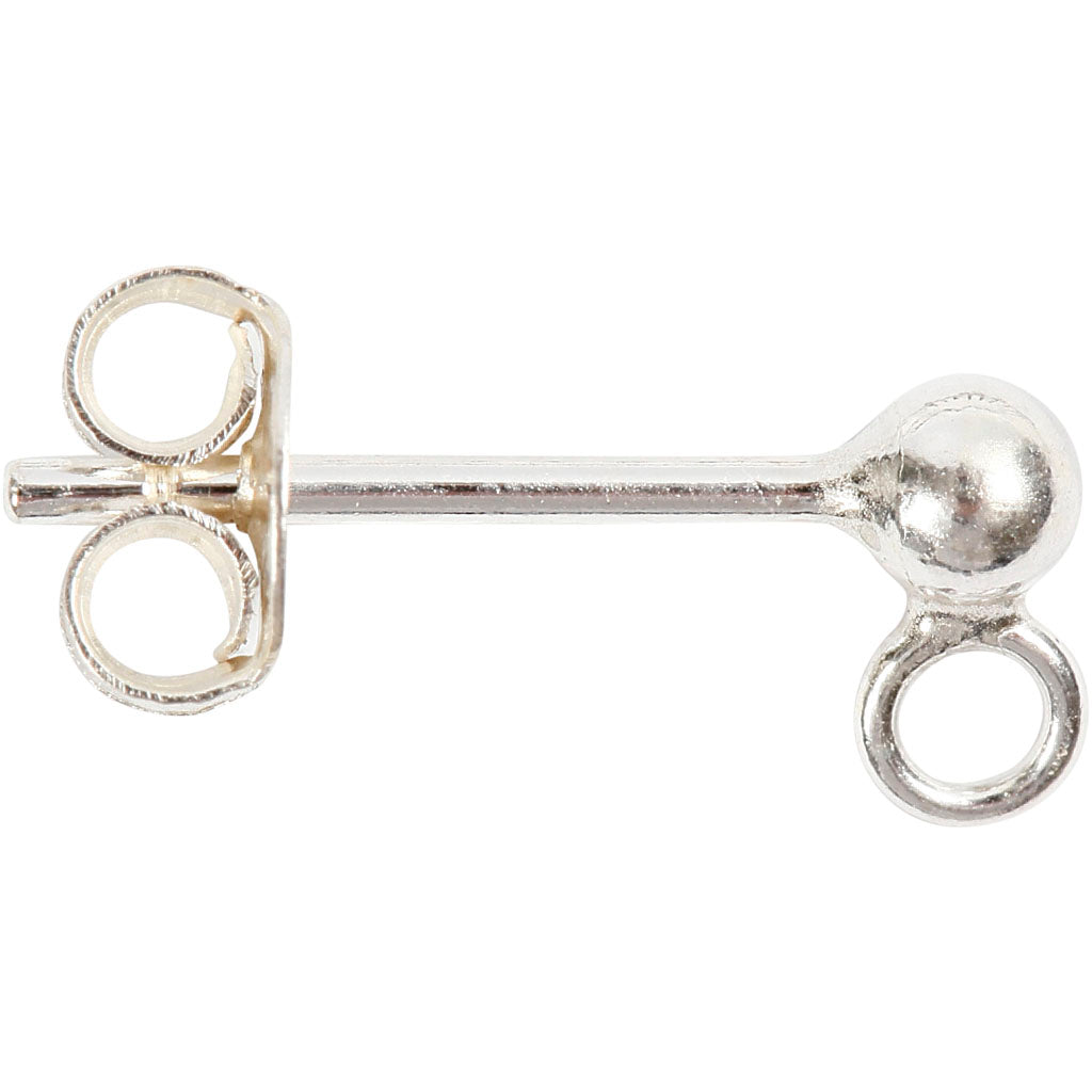 Creativ company boucles d'oreilles clous, L : 13 mm, argent, 10 pièces, 1 boîte