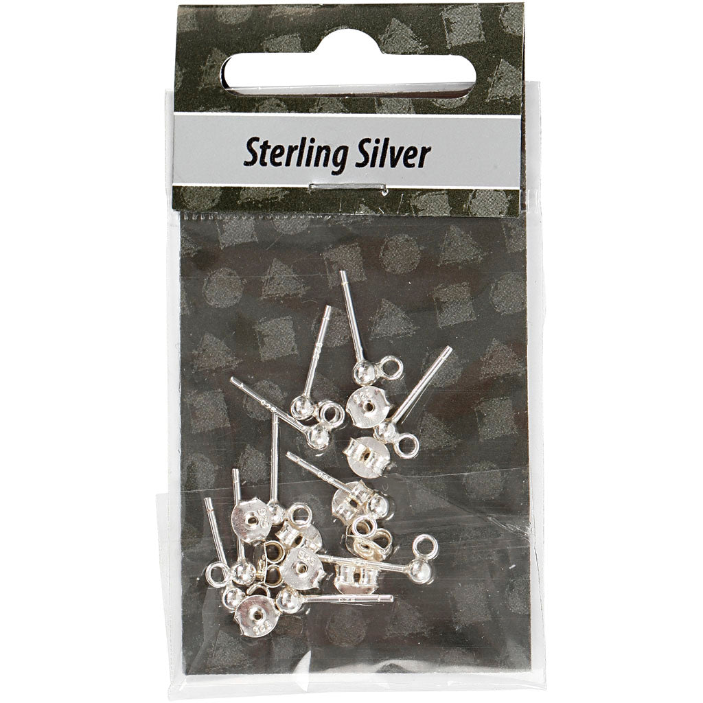 Creativ company boucles d'oreilles clous, L : 13 mm, argent, 10 pièces, 1 boîte
