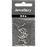 Crochets de boucles d'oreilles Creativ company, l: 14 mm, argent, 10 pièces 1 boîte