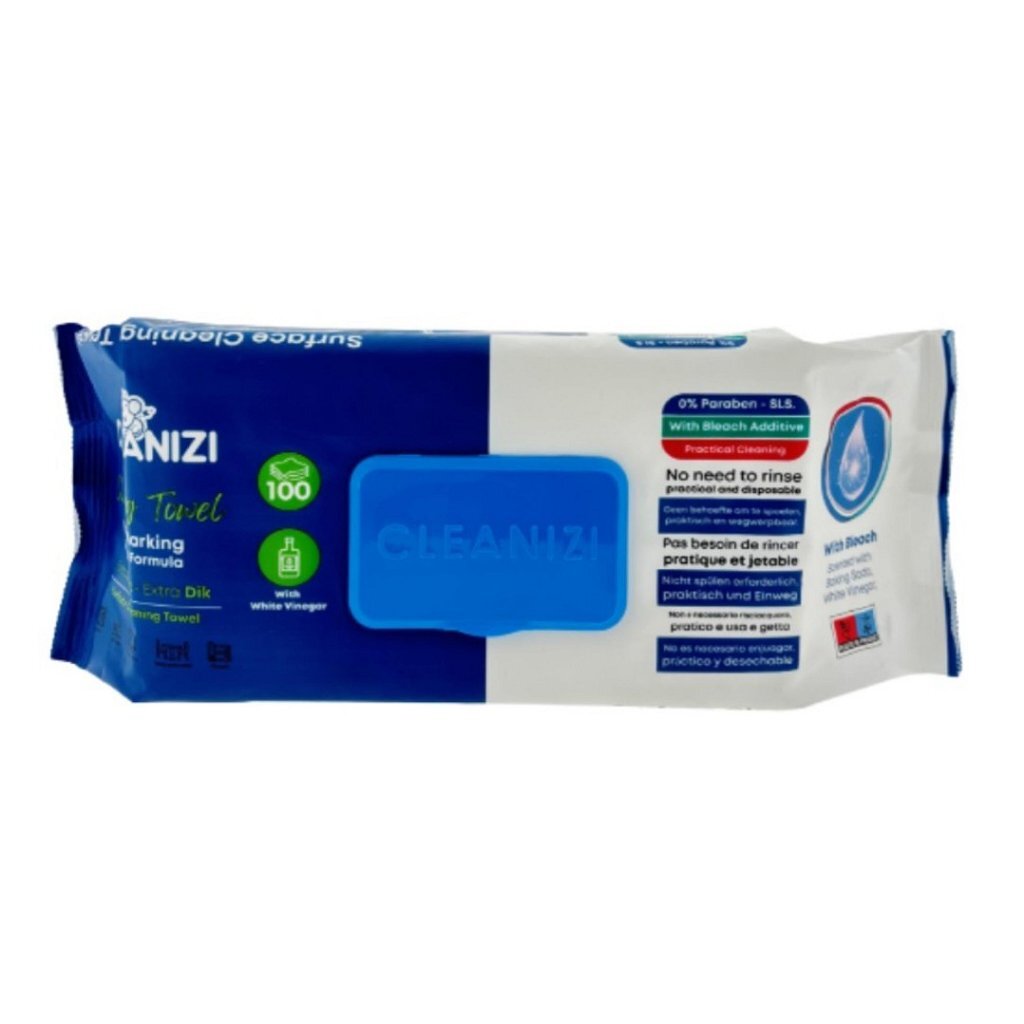 Serviettes de nettoyage Cleanizi 100pcs big-pack extra épaisses avec eau de javel | 3 pièces