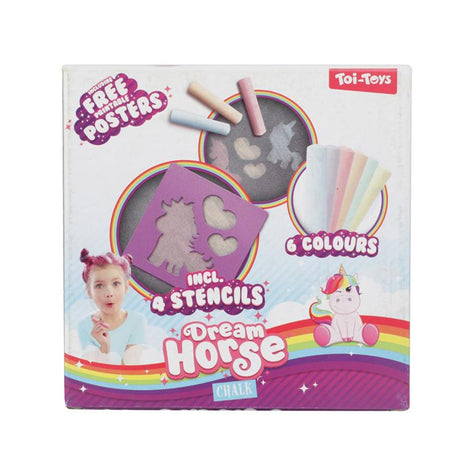 Toi-toys toitoys craie de trottoir licorne + pochoirs