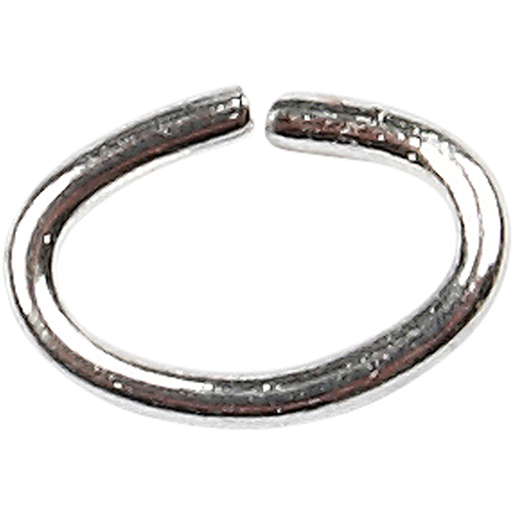 Bague Creativ company, ovale, épaisseur 0,7 mm, plaqué argent, 50 pièces 1 boîte